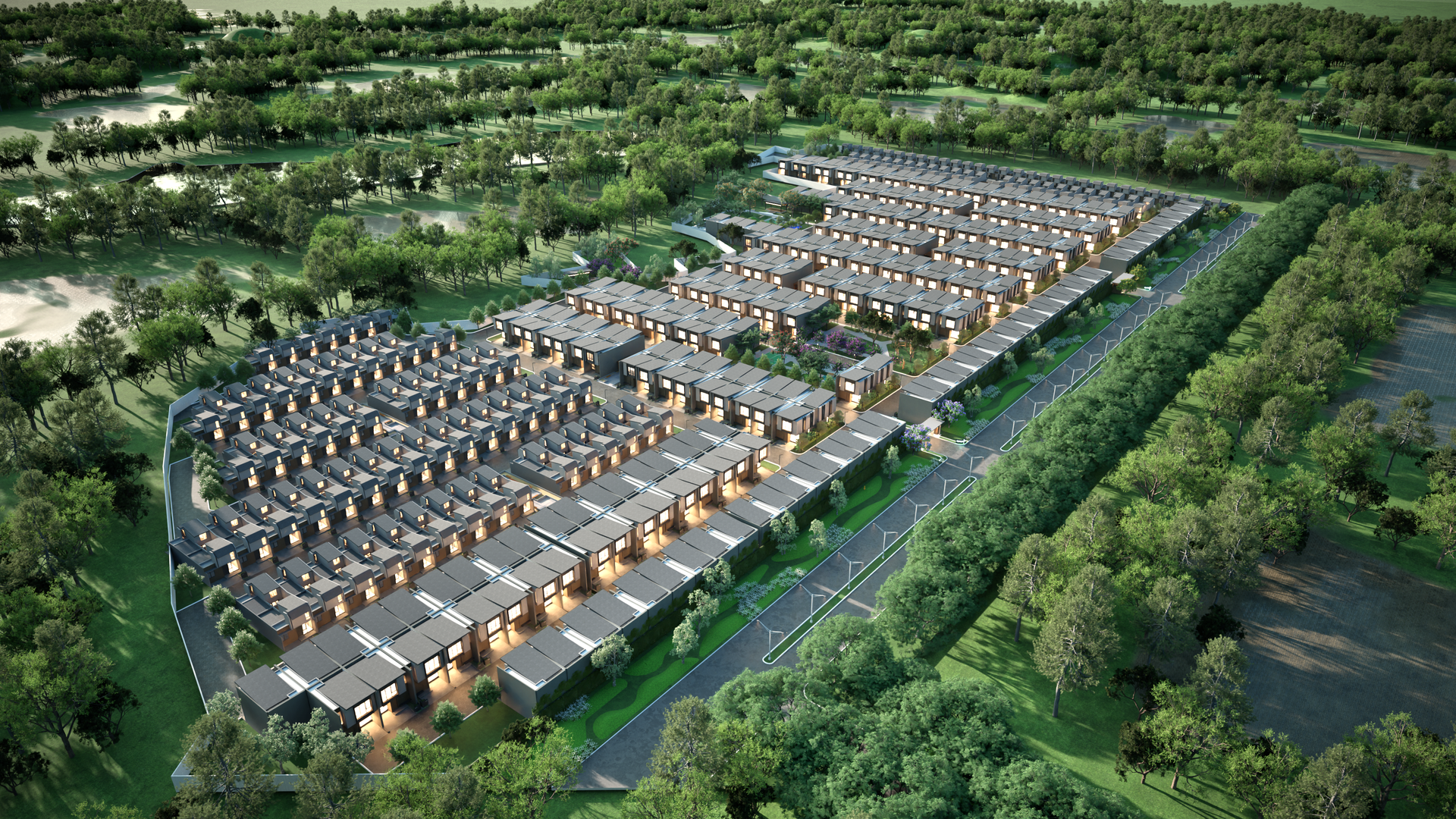 Aerial view of residential area